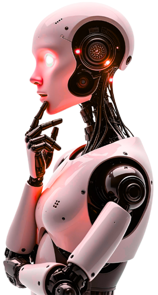 A humanoid AI system representing the engineering of intelligent software
